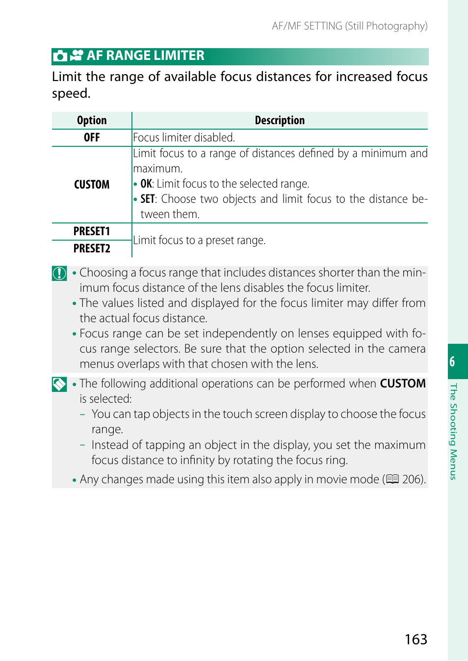 Af range limiter | FujiFilm X-H2 Mirrorless Camera User Manual | Page 187 / 404