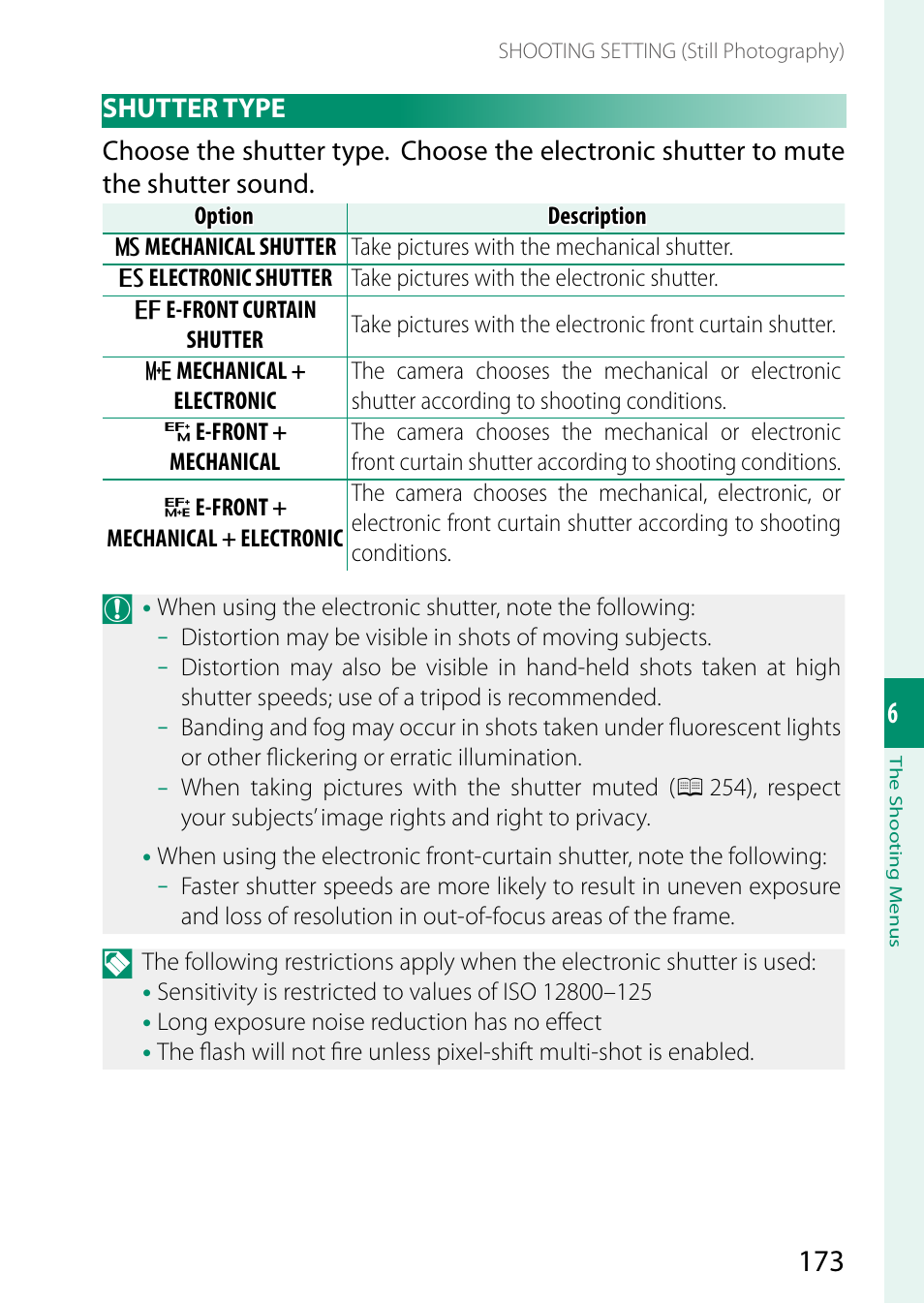 Shutter type | FujiFilm X-H2 Mirrorless Camera User Manual | Page 197 / 404