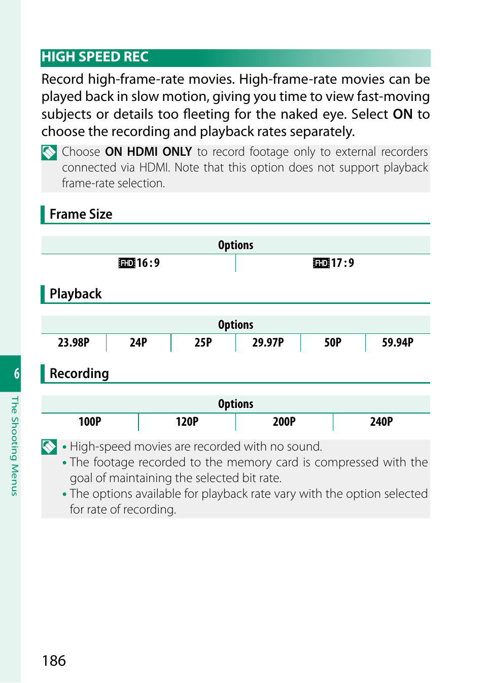 High speed rec | FujiFilm X-H2 Mirrorless Camera User Manual | Page 210 / 404