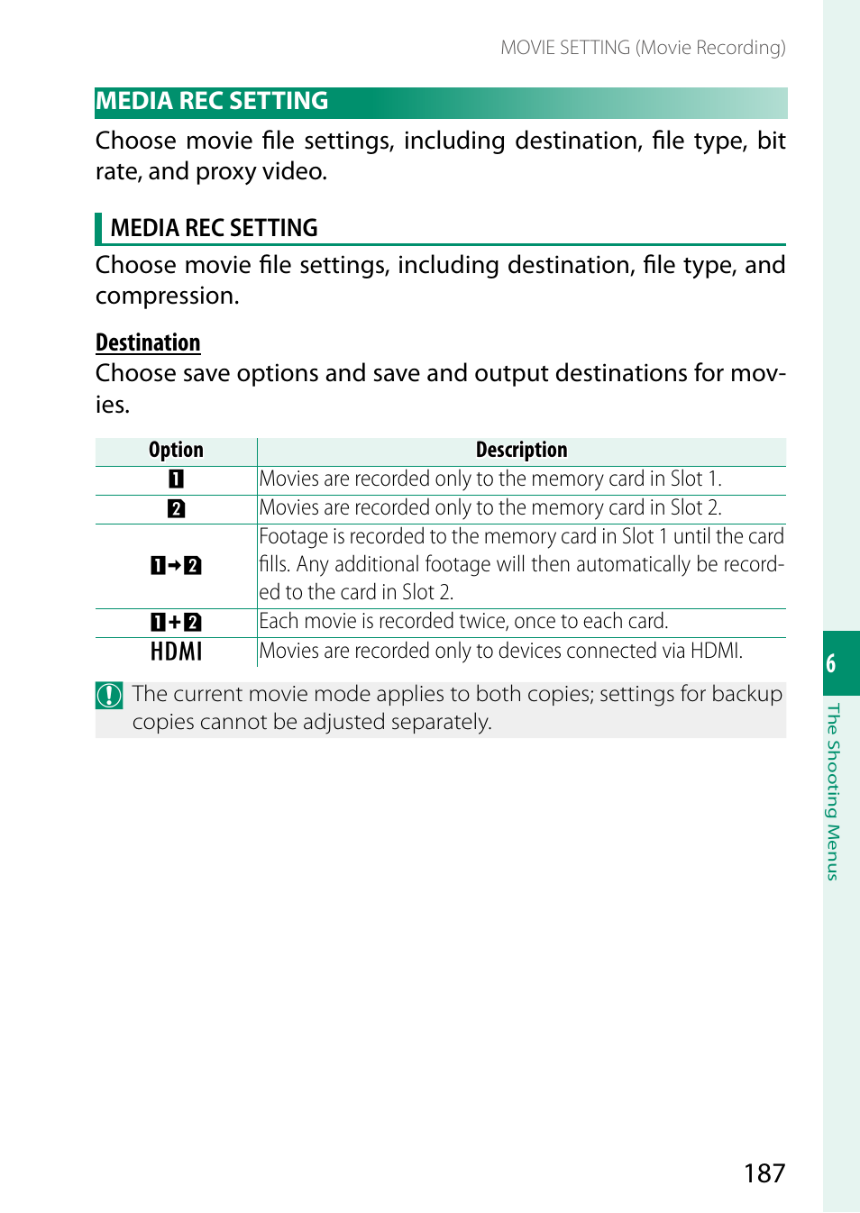 Media rec setting | FujiFilm X-H2 Mirrorless Camera User Manual | Page 211 / 404