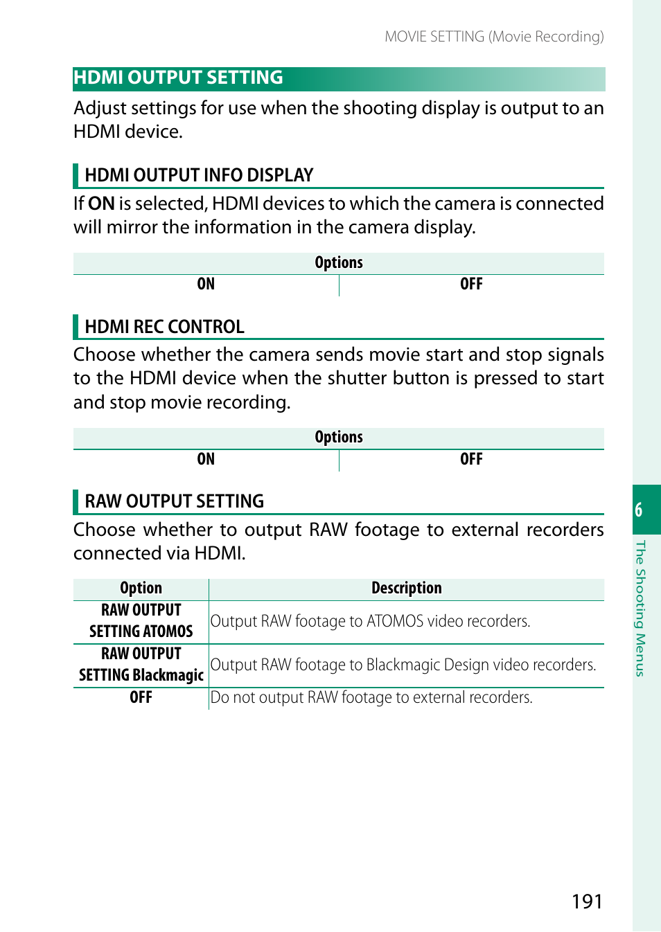 Hdmi output setting | FujiFilm X-H2 Mirrorless Camera User Manual | Page 215 / 404