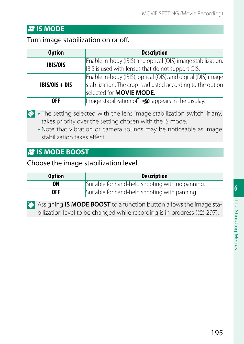 Is mode, Is mode boost | FujiFilm X-H2 Mirrorless Camera User Manual | Page 219 / 404