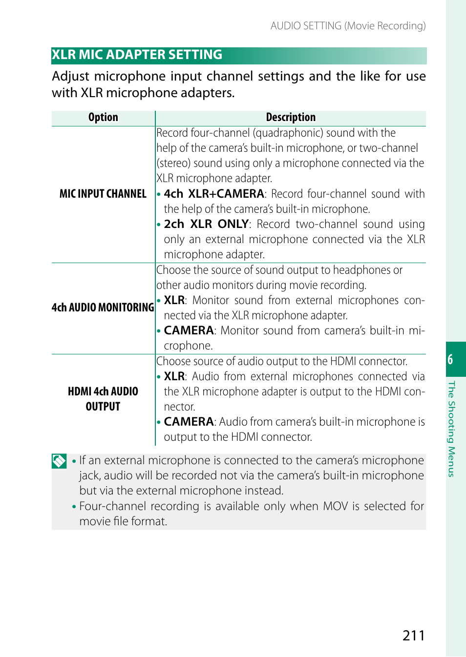 Xlr mic adapter setting | FujiFilm X-H2 Mirrorless Camera User Manual | Page 235 / 404