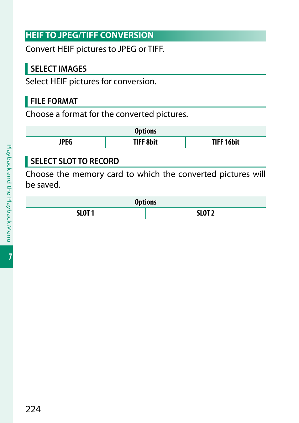 Heif to jpeg/tiff conversion | FujiFilm X-H2 Mirrorless Camera User Manual | Page 248 / 404