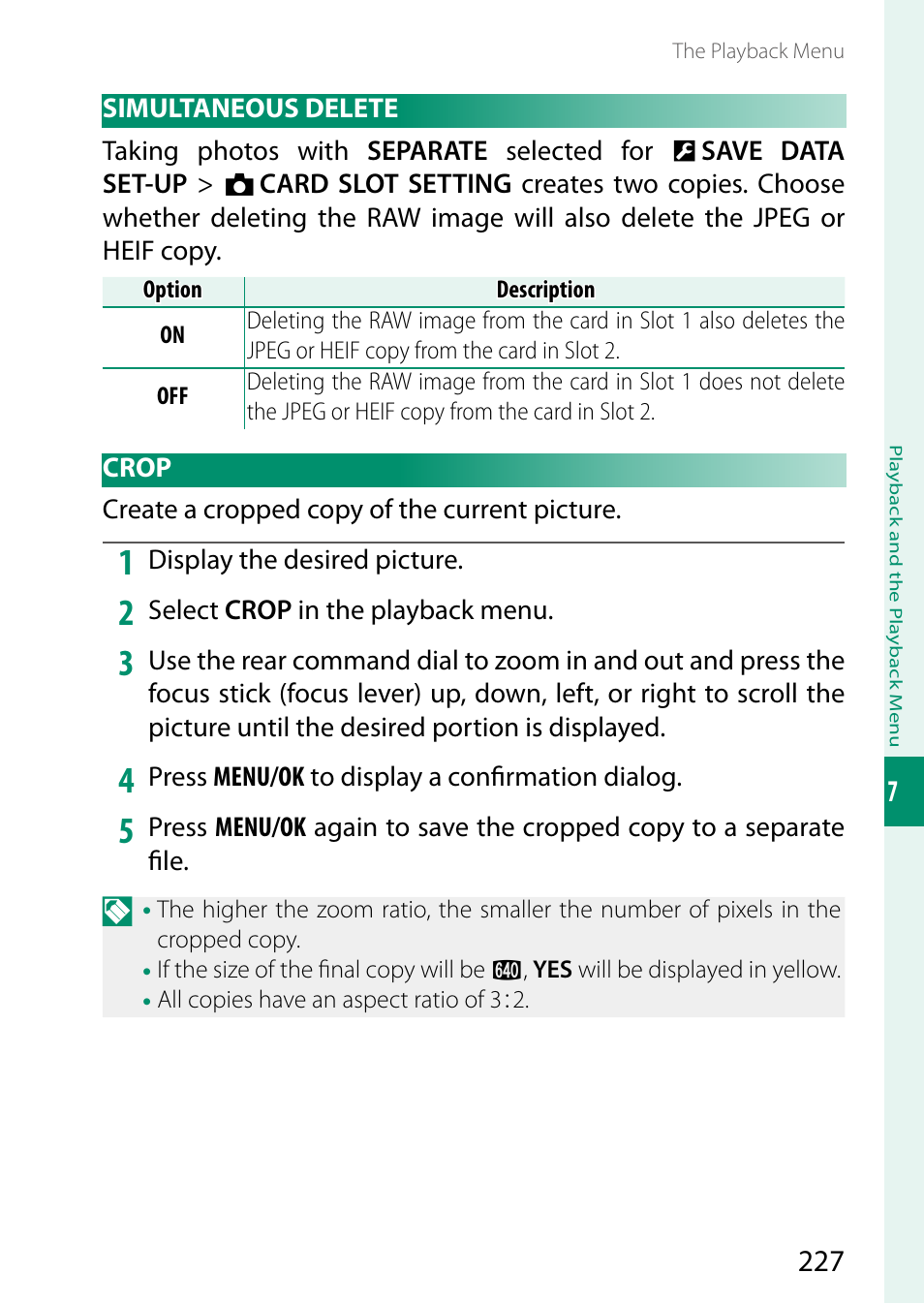 Simultaneous delete, Crop, Simultaneous delete crop | FujiFilm X-H2 Mirrorless Camera User Manual | Page 251 / 404