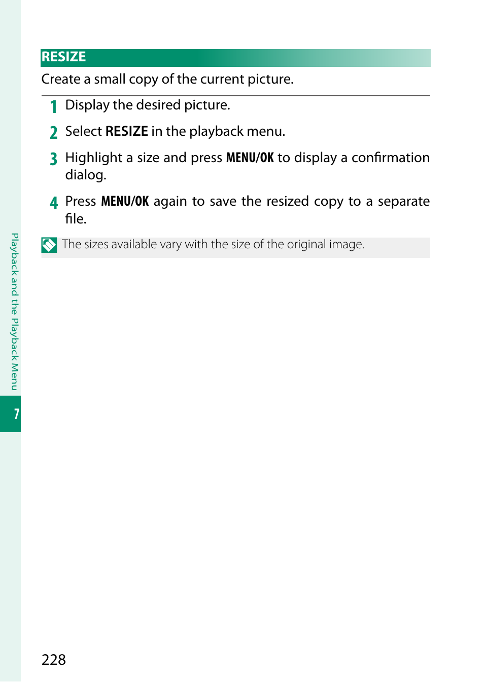 Resize | FujiFilm X-H2 Mirrorless Camera User Manual | Page 252 / 404