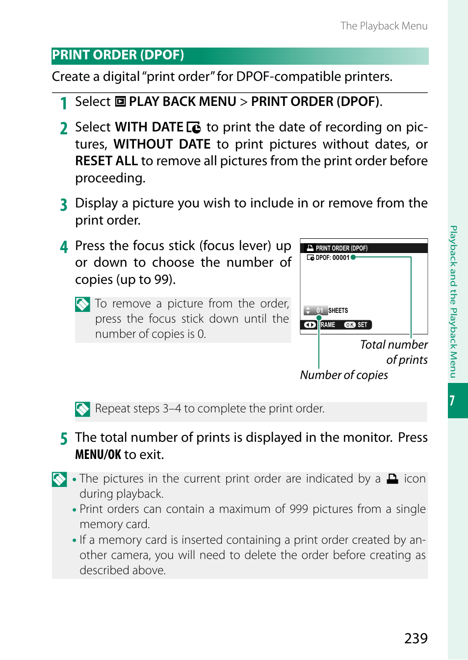 Print order (dpof) | FujiFilm X-H2 Mirrorless Camera User Manual | Page 263 / 404