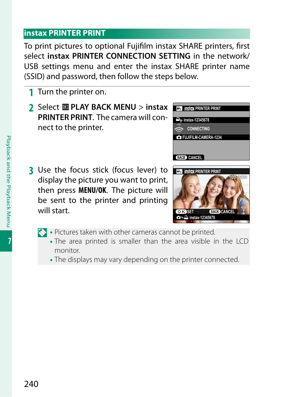 Instax printer print | FujiFilm X-H2 Mirrorless Camera User Manual | Page 264 / 404