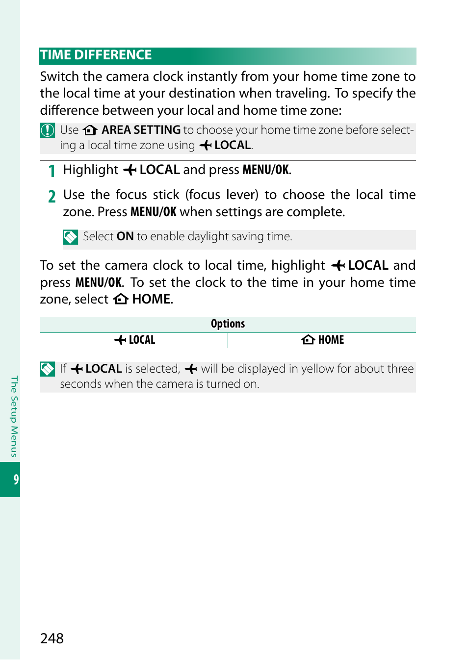 Time difference | FujiFilm X-H2 Mirrorless Camera User Manual | Page 272 / 404