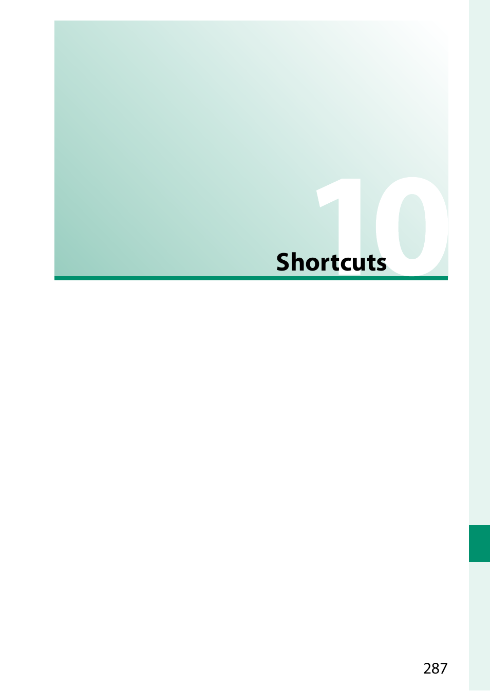 Shortcuts, Shortcuts 287 | FujiFilm X-H2 Mirrorless Camera User Manual | Page 311 / 404