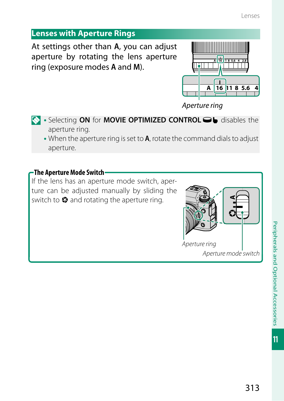 Lenses with aperture rings | FujiFilm X-H2 Mirrorless Camera User Manual | Page 337 / 404