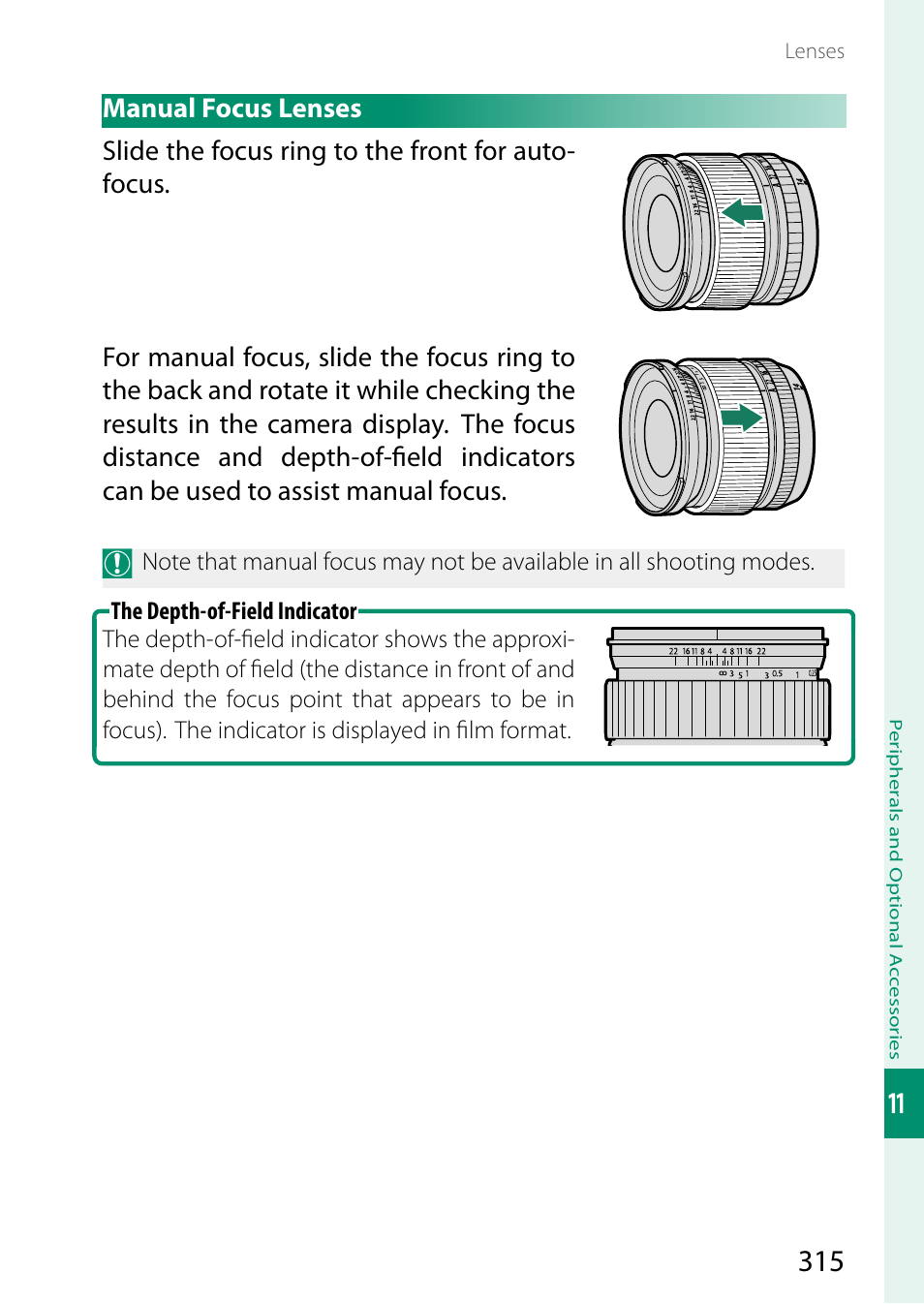 Manual focus lenses | FujiFilm X-H2 Mirrorless Camera User Manual | Page 339 / 404