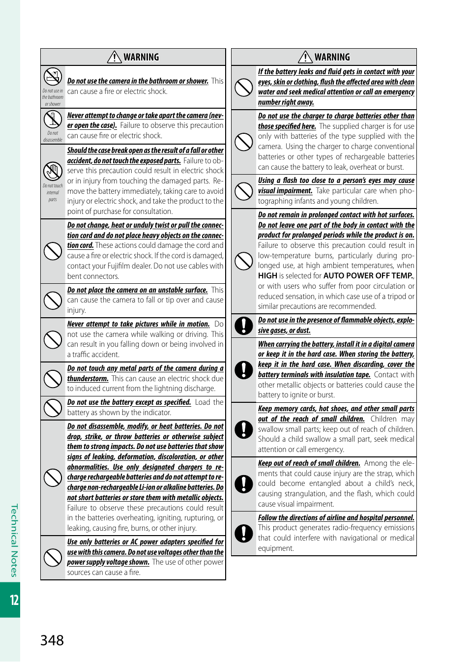 Warning | FujiFilm X-H2 Mirrorless Camera User Manual | Page 372 / 404