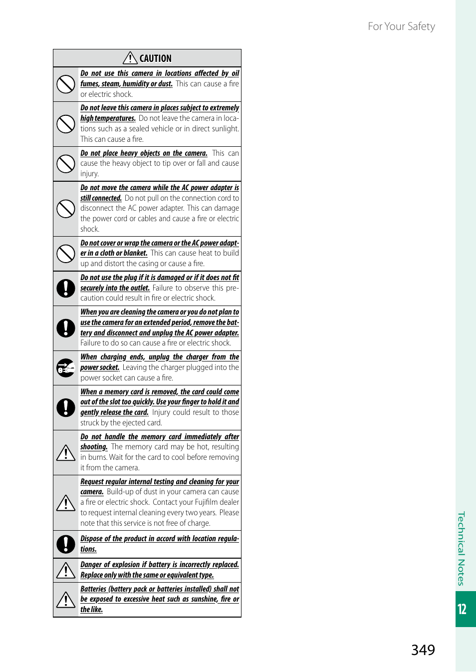 For your safety | FujiFilm X-H2 Mirrorless Camera User Manual | Page 373 / 404