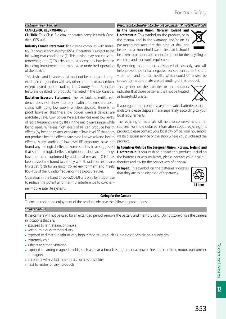 For your safety | FujiFilm X-H2 Mirrorless Camera User Manual | Page 377 / 404