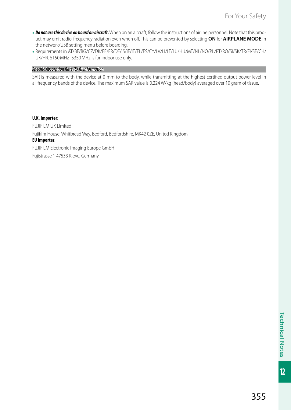 For your safety | FujiFilm X-H2 Mirrorless Camera User Manual | Page 379 / 404