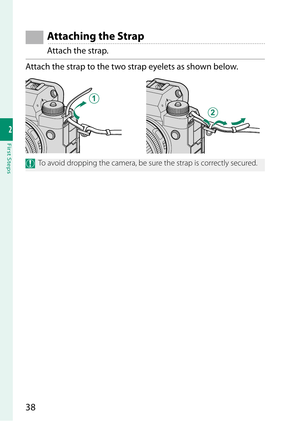 Attaching the strap | FujiFilm X-H2 Mirrorless Camera User Manual | Page 62 / 404