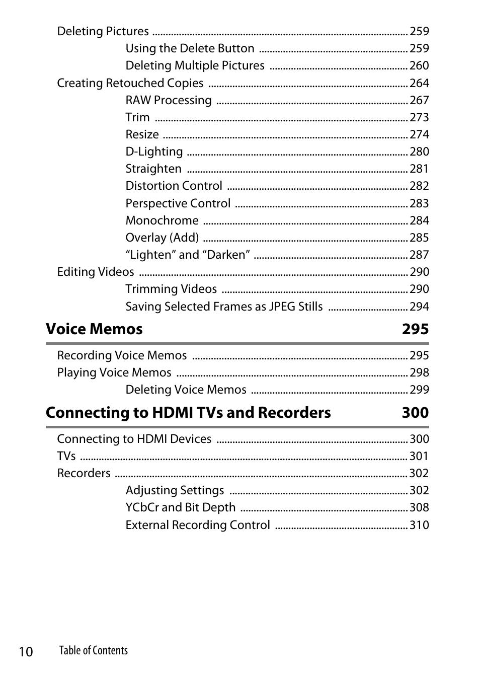 Connecting to hdmi tvs and recorders 300 | Nikon Z9 Mirrorless Camera User Manual | Page 10 / 914