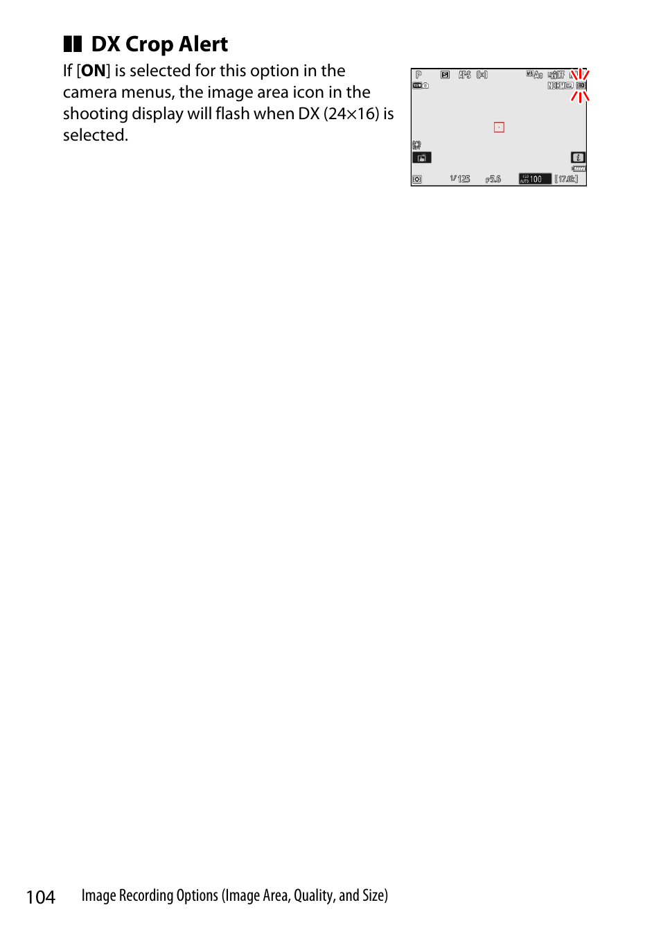 Dx crop alert | Nikon Z9 Mirrorless Camera User Manual | Page 104 / 914