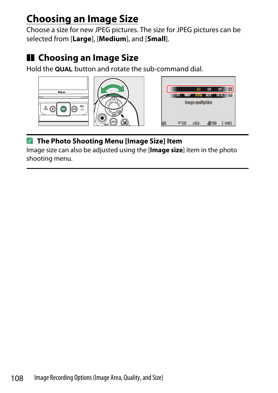 Choosing an image size | Nikon Z9 Mirrorless Camera User Manual | Page 108 / 914