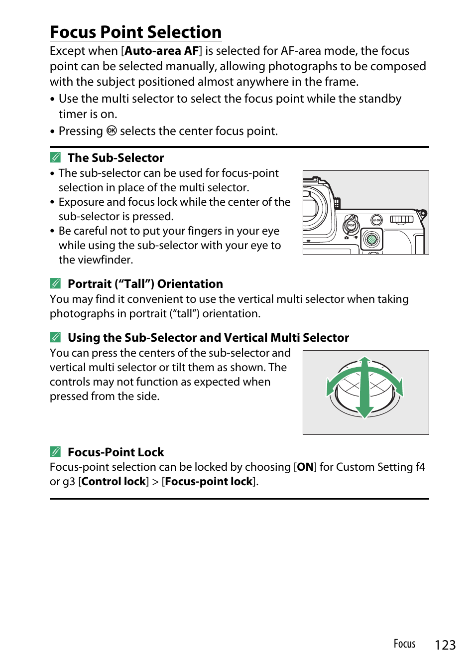 Focus point selection | Nikon Z9 Mirrorless Camera User Manual | Page 123 / 914