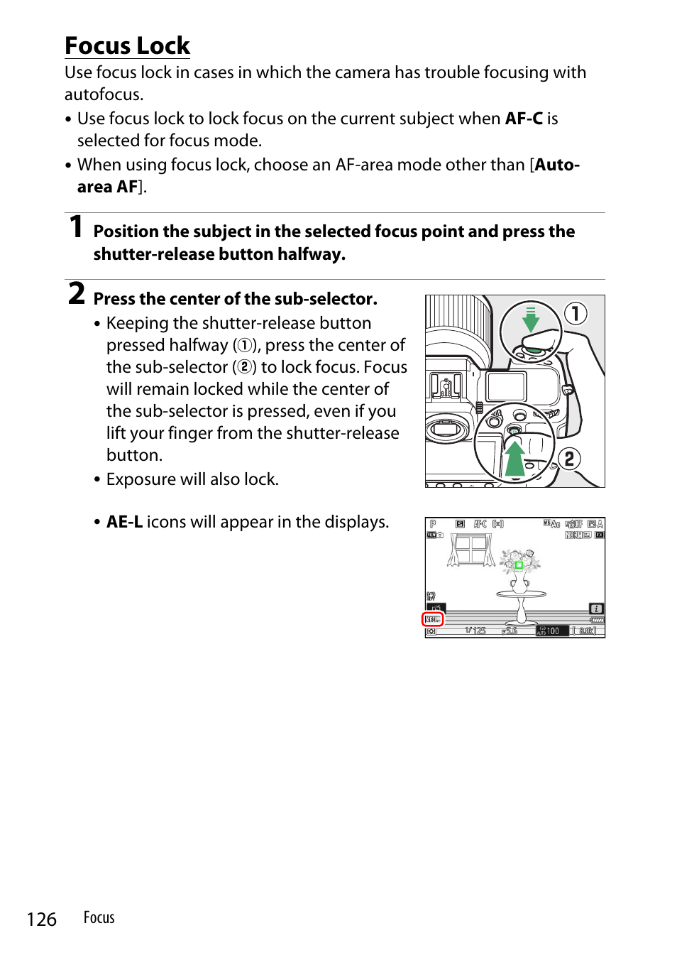 Focus lock | Nikon Z9 Mirrorless Camera User Manual | Page 126 / 914