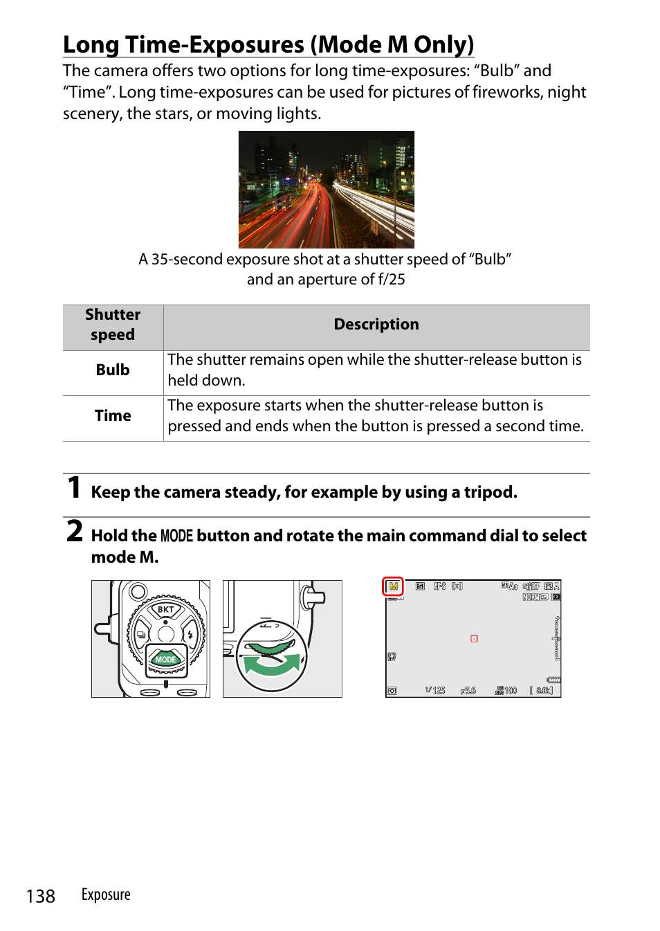 Long time-exposures (mode m only) | Nikon Z9 Mirrorless Camera User Manual | Page 138 / 914