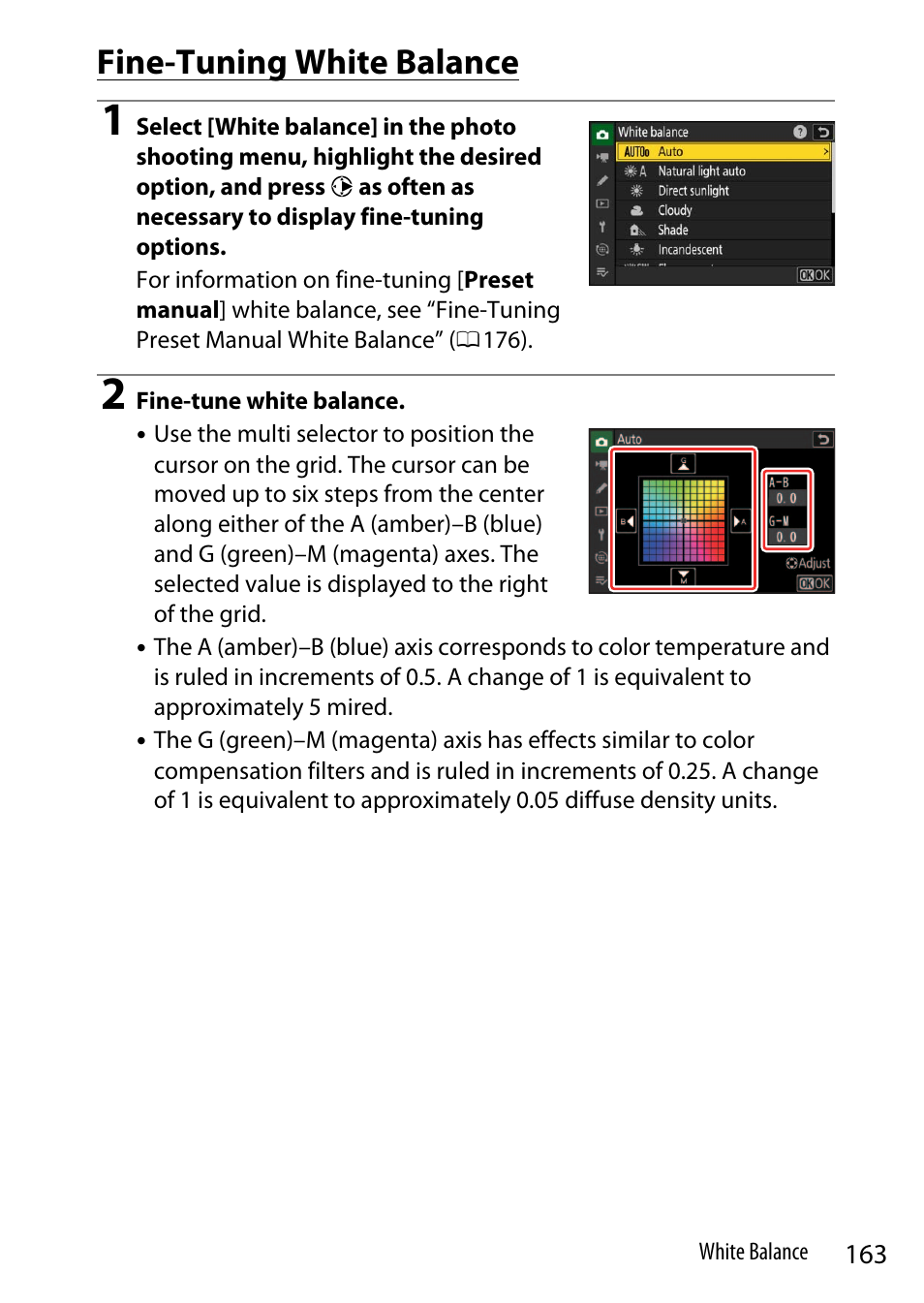 Fine-tuning white balance | Nikon Z9 Mirrorless Camera User Manual | Page 163 / 914