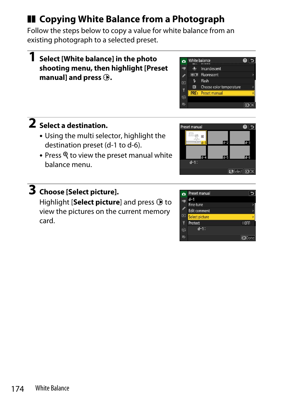 Card, Copying white balance from a photograph | Nikon Z9 Mirrorless Camera User Manual | Page 174 / 914