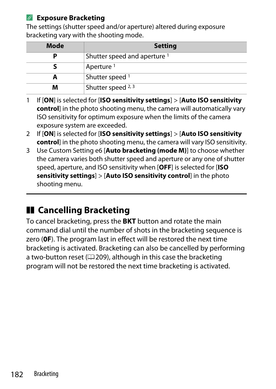 Cancelling bracketing | Nikon Z9 Mirrorless Camera User Manual | Page 182 / 914