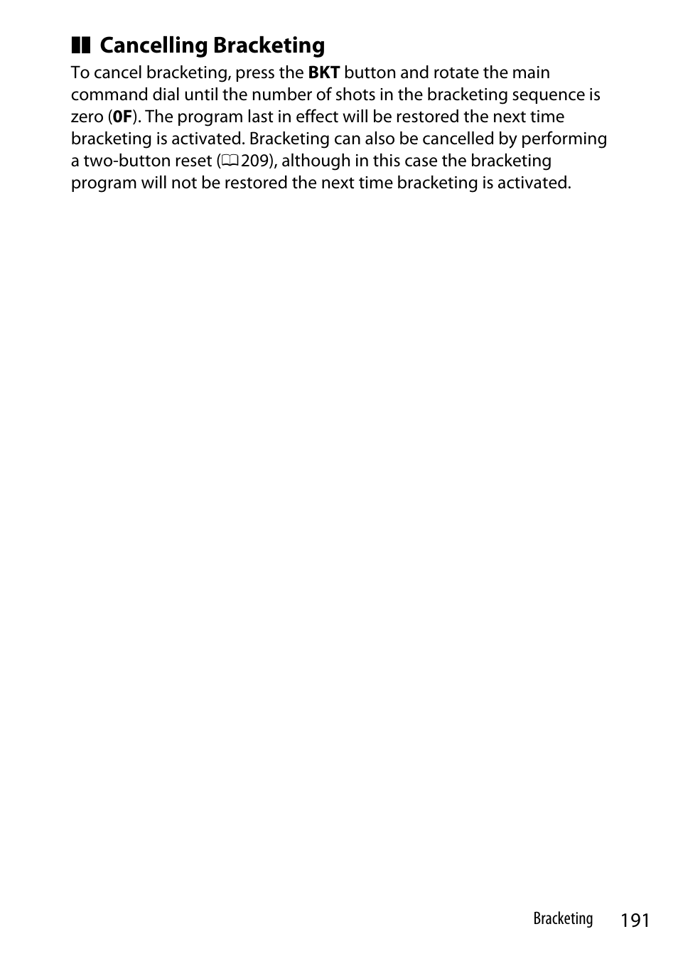 Cancelling bracketing | Nikon Z9 Mirrorless Camera User Manual | Page 191 / 914