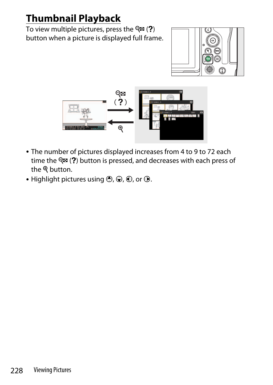 Thumbnail playback | Nikon Z9 Mirrorless Camera User Manual | Page 228 / 914