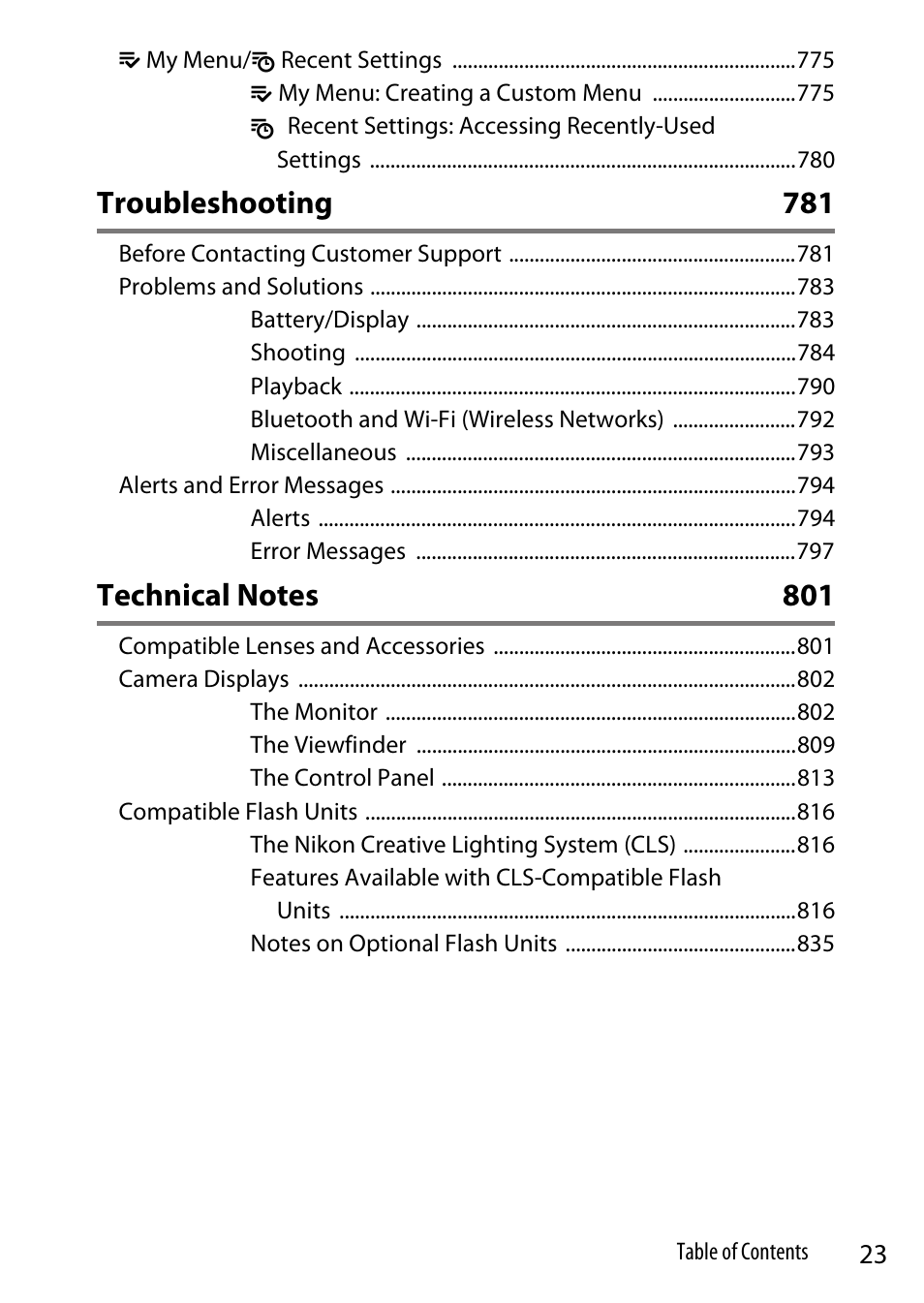Troublesho oting 781 | Nikon Z9 Mirrorless Camera User Manual | Page 23 / 914