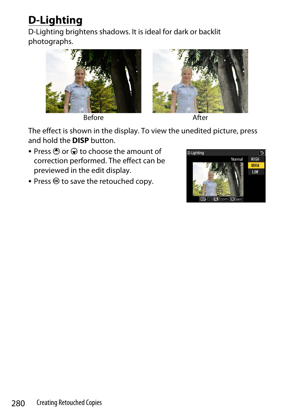 D-lighting | Nikon Z9 Mirrorless Camera User Manual | Page 280 / 914