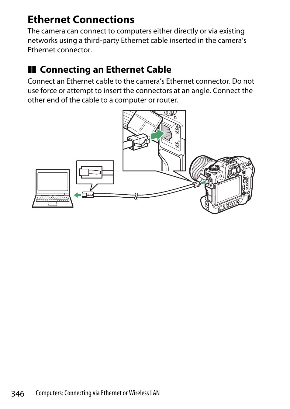 Ethernet connections | Nikon Z9 Mirrorless Camera User Manual | Page 346 / 914