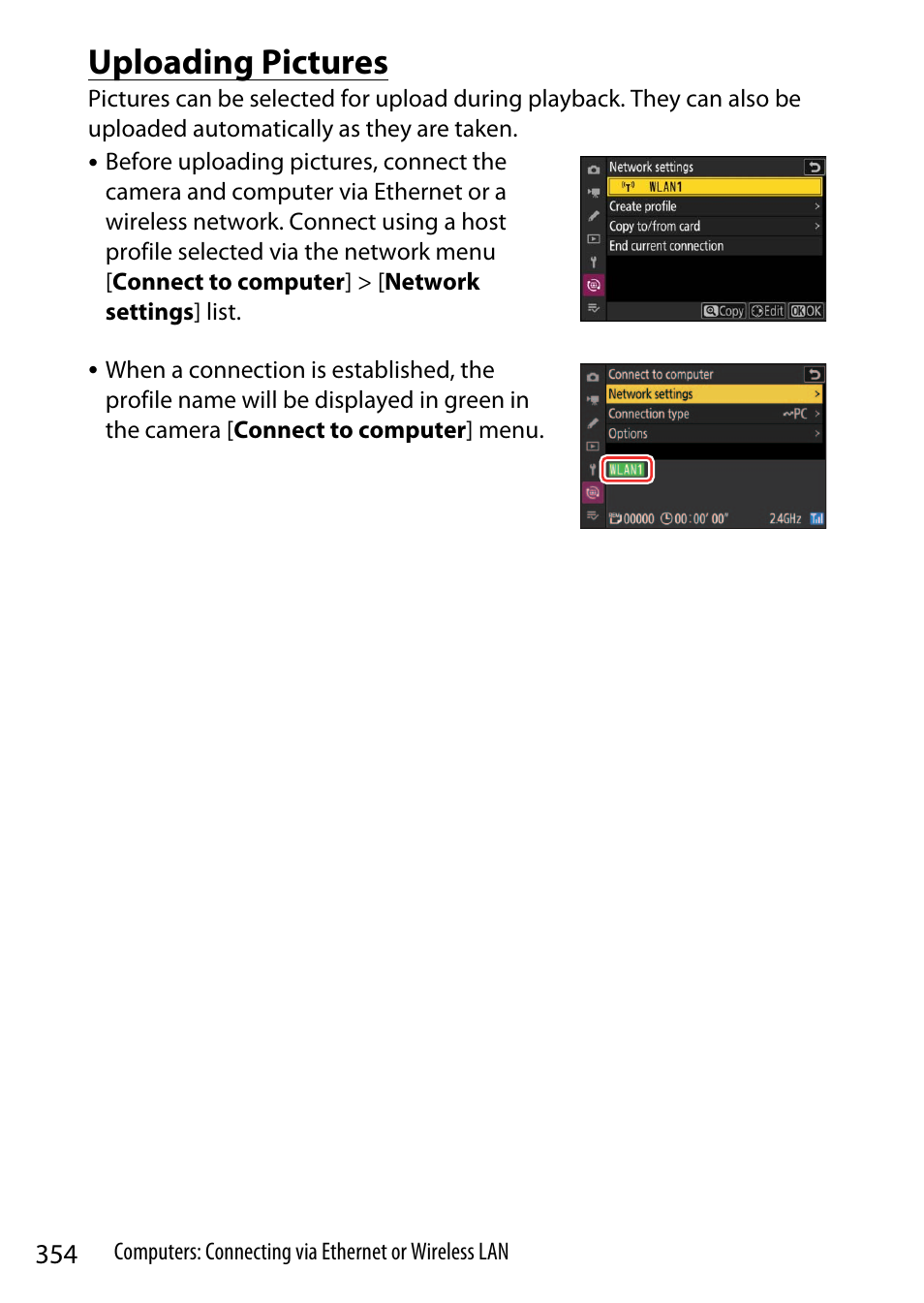 Uploading pictures | Nikon Z9 Mirrorless Camera User Manual | Page 354 / 914