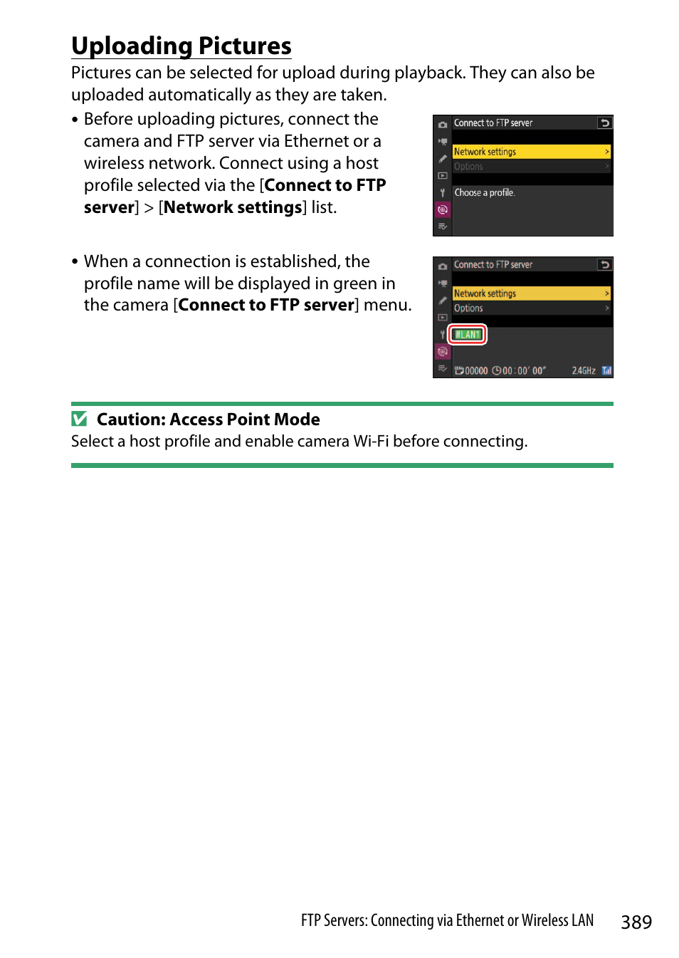 Uploading pictures | Nikon Z9 Mirrorless Camera User Manual | Page 389 / 914