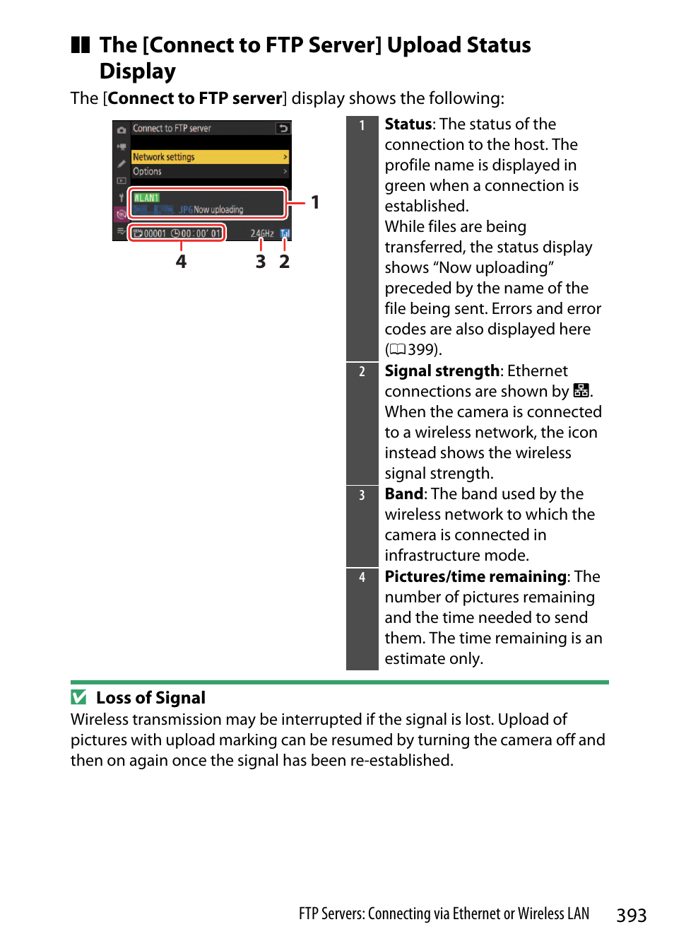 The [connect to ftp server] upload status display | Nikon Z9 Mirrorless Camera User Manual | Page 393 / 914