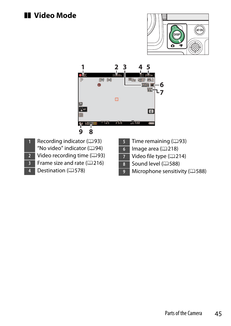 Video mode | Nikon Z9 Mirrorless Camera User Manual | Page 45 / 914