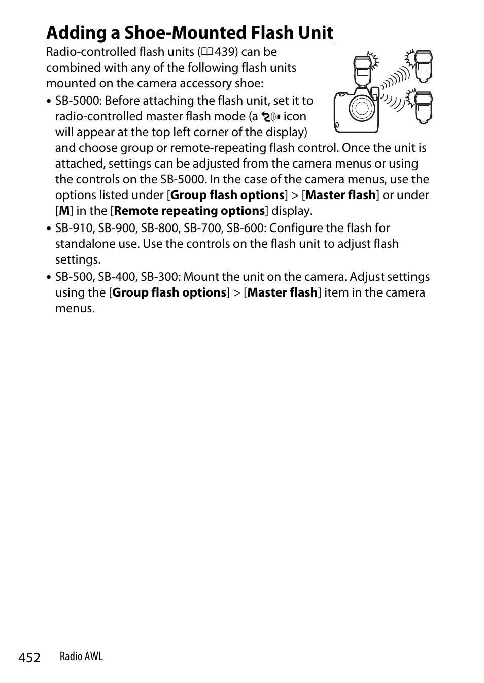 Adding a shoe-mounted flash unit | Nikon Z9 Mirrorless Camera User Manual | Page 452 / 914