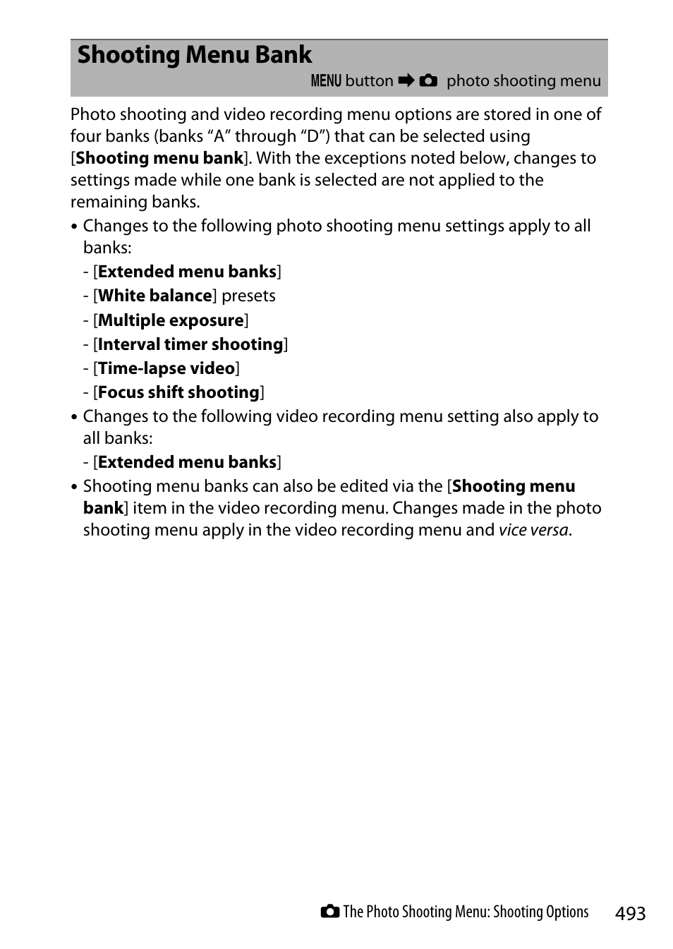Shooting menu bank | Nikon Z9 Mirrorless Camera User Manual | Page 493 / 914