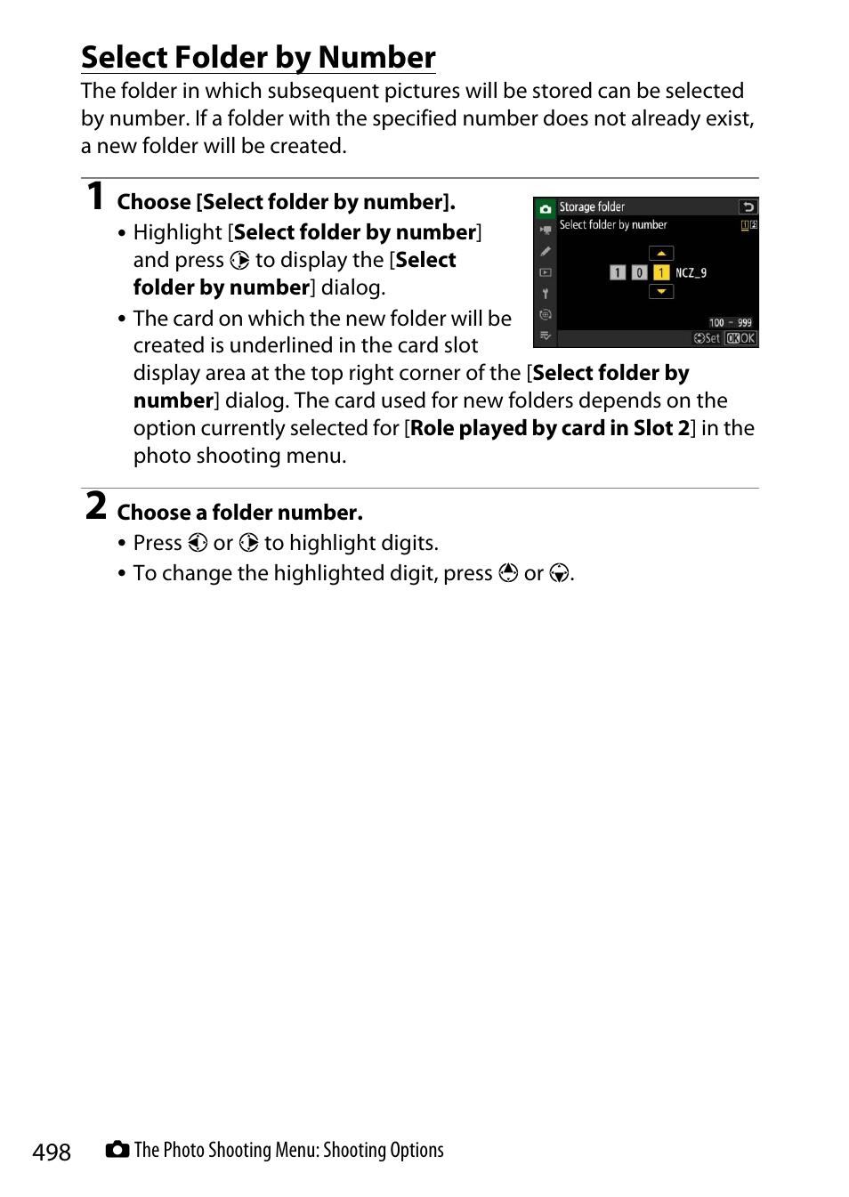 Select folder by number | Nikon Z9 Mirrorless Camera User Manual | Page 498 / 914