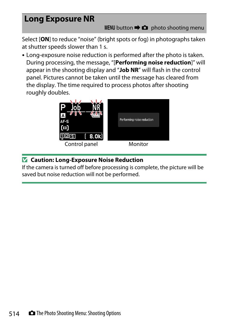Long exposure nr | Nikon Z9 Mirrorless Camera User Manual | Page 514 / 914