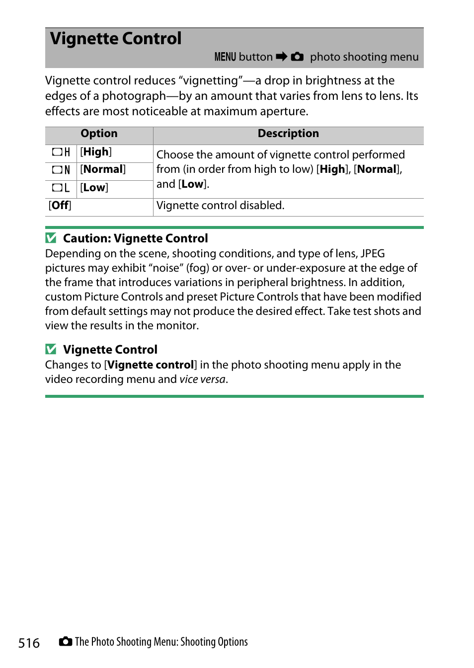 Vignette control | Nikon Z9 Mirrorless Camera User Manual | Page 516 / 914