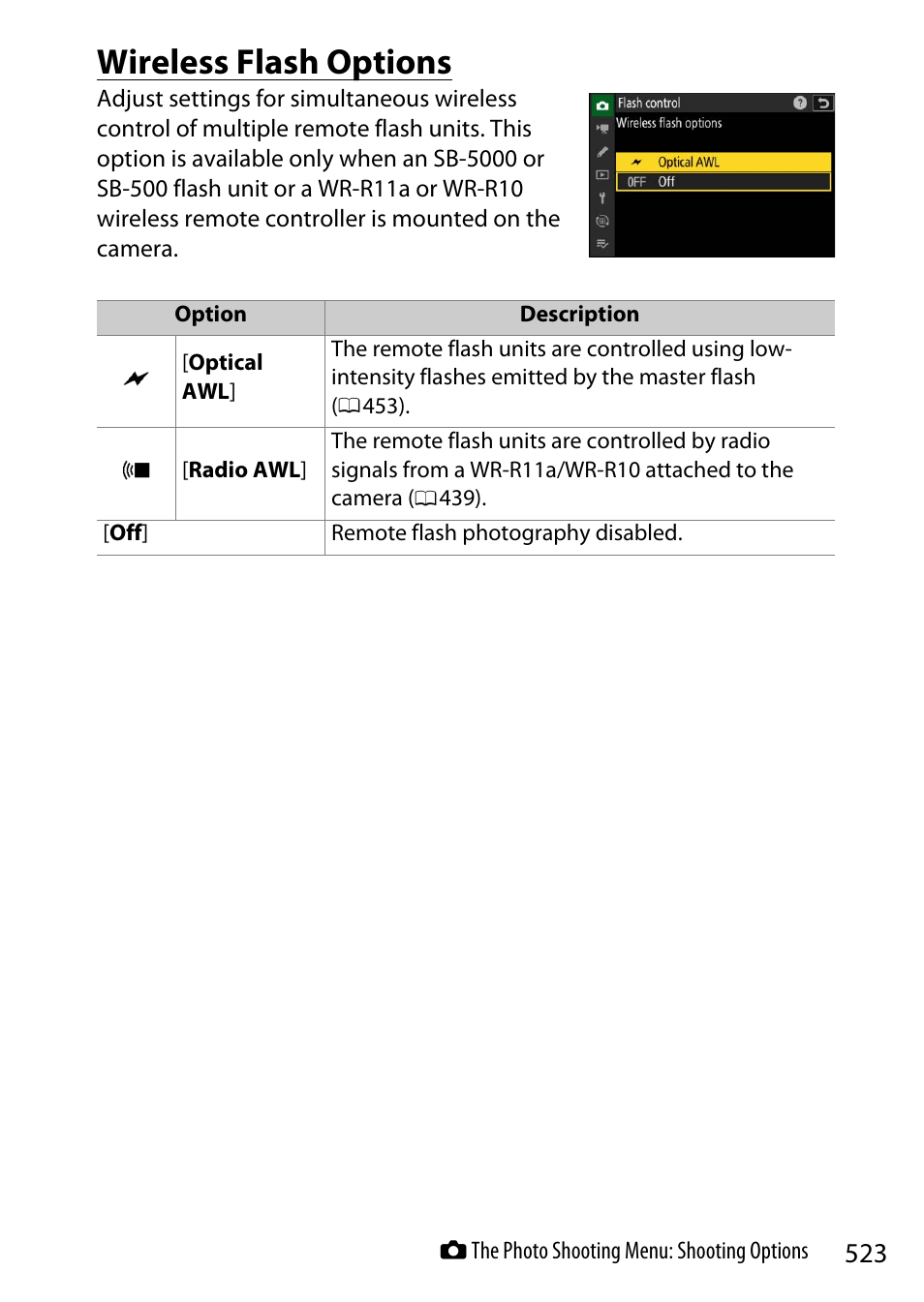 Wireless flash options | Nikon Z9 Mirrorless Camera User Manual | Page 523 / 914