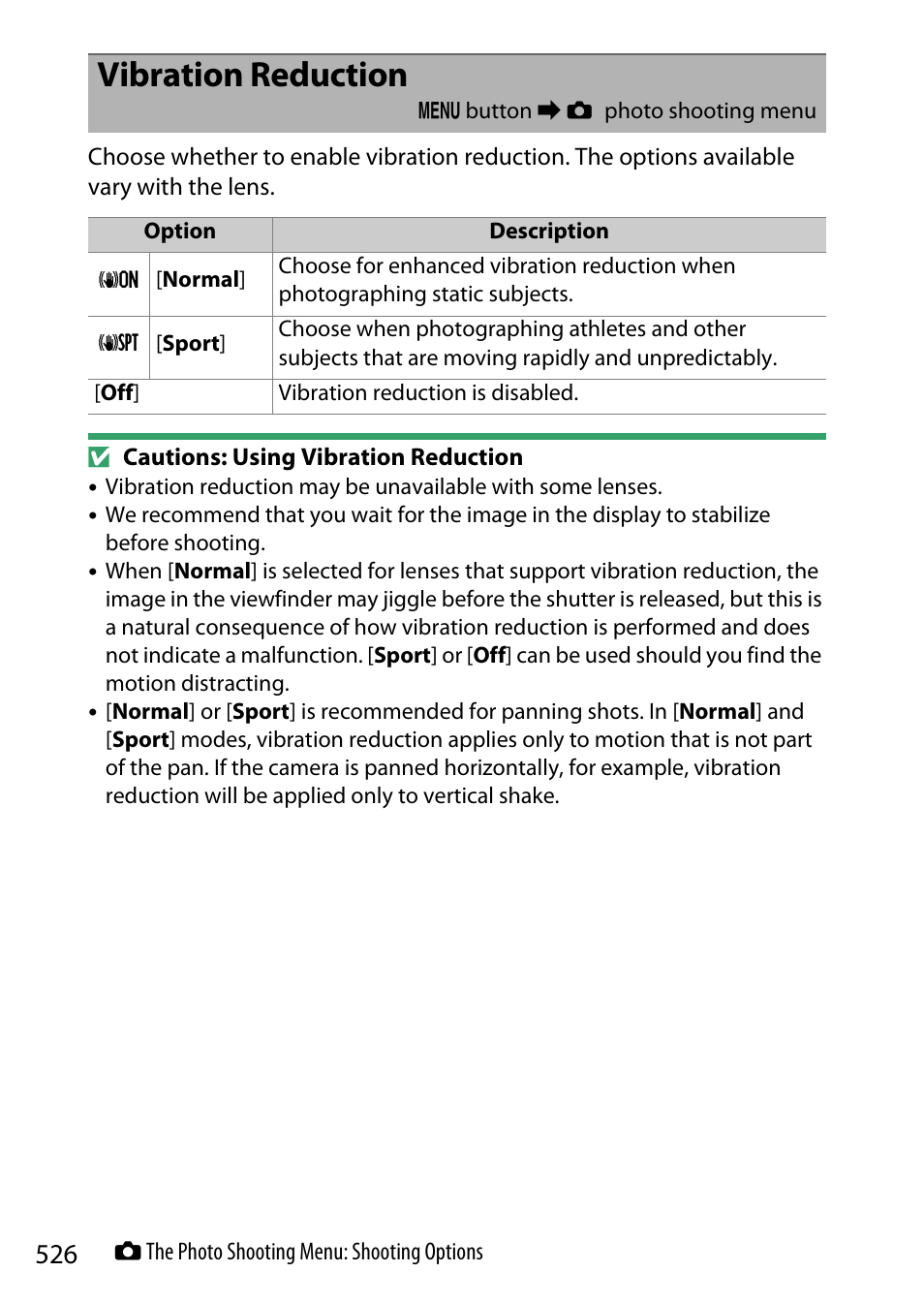 Vibration reduction | Nikon Z9 Mirrorless Camera User Manual | Page 526 / 914