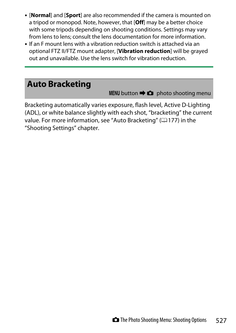 Auto bracketing | Nikon Z9 Mirrorless Camera User Manual | Page 527 / 914