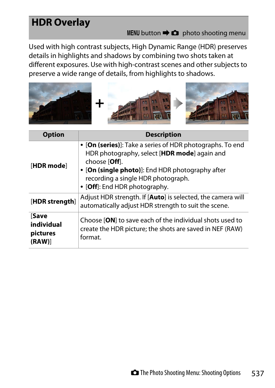 Hdr overlay | Nikon Z9 Mirrorless Camera User Manual | Page 537 / 914