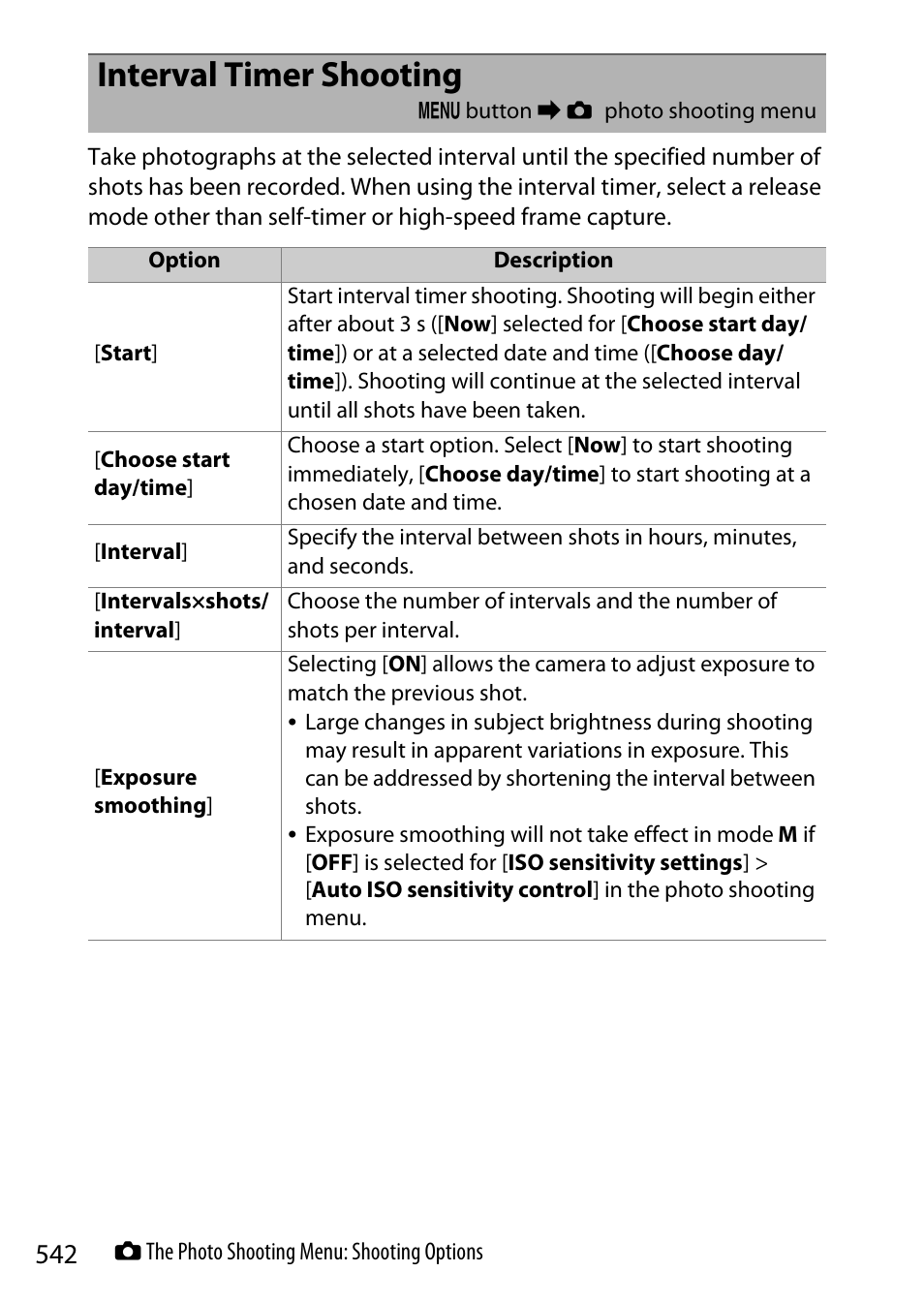 Interval timer shooting | Nikon Z9 Mirrorless Camera User Manual | Page 542 / 914