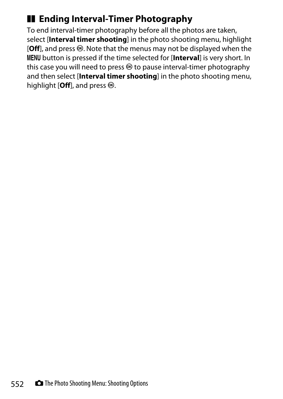 Ending interval-timer photography | Nikon Z9 Mirrorless Camera User Manual | Page 552 / 914